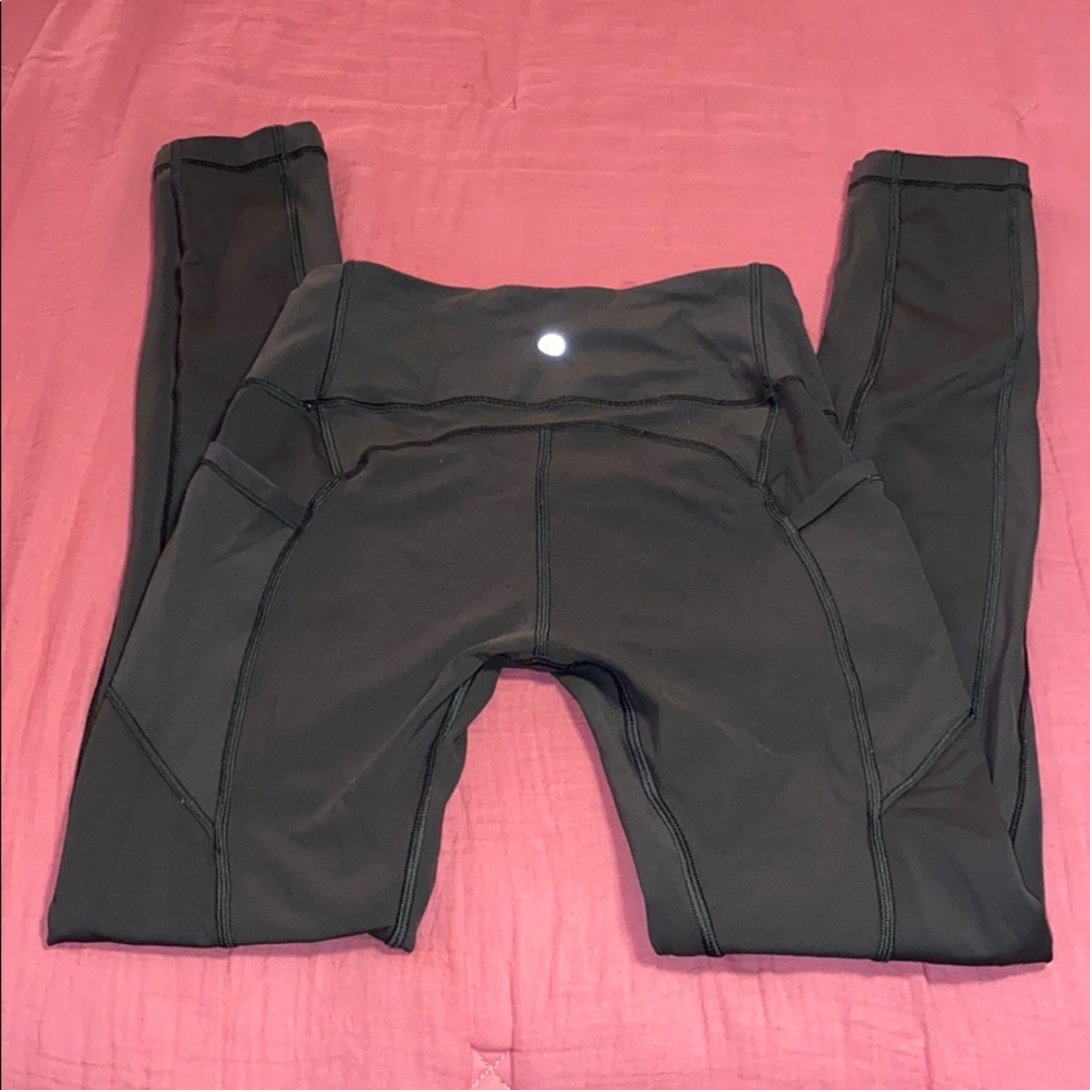 Lululemon olive pocket leggings size 4
